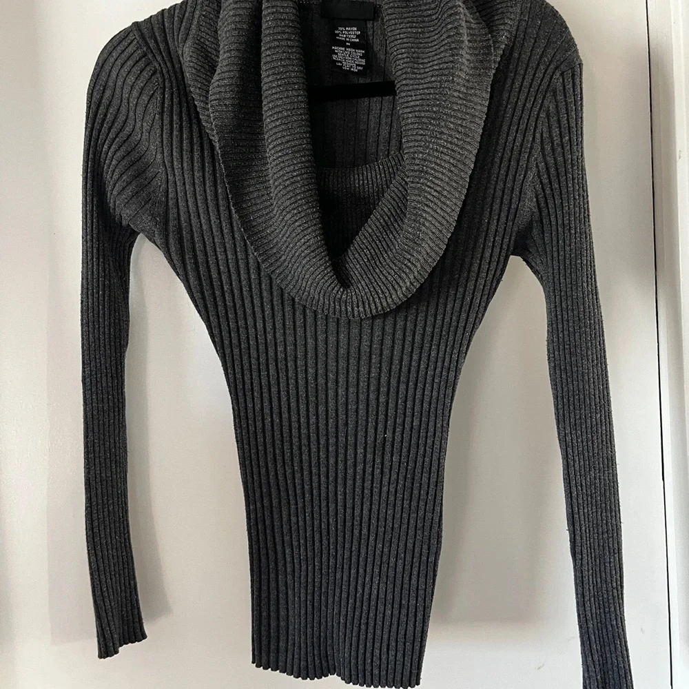 It's Our Time Charcoal Cowl Neck Sweater - Picture 1 of 4